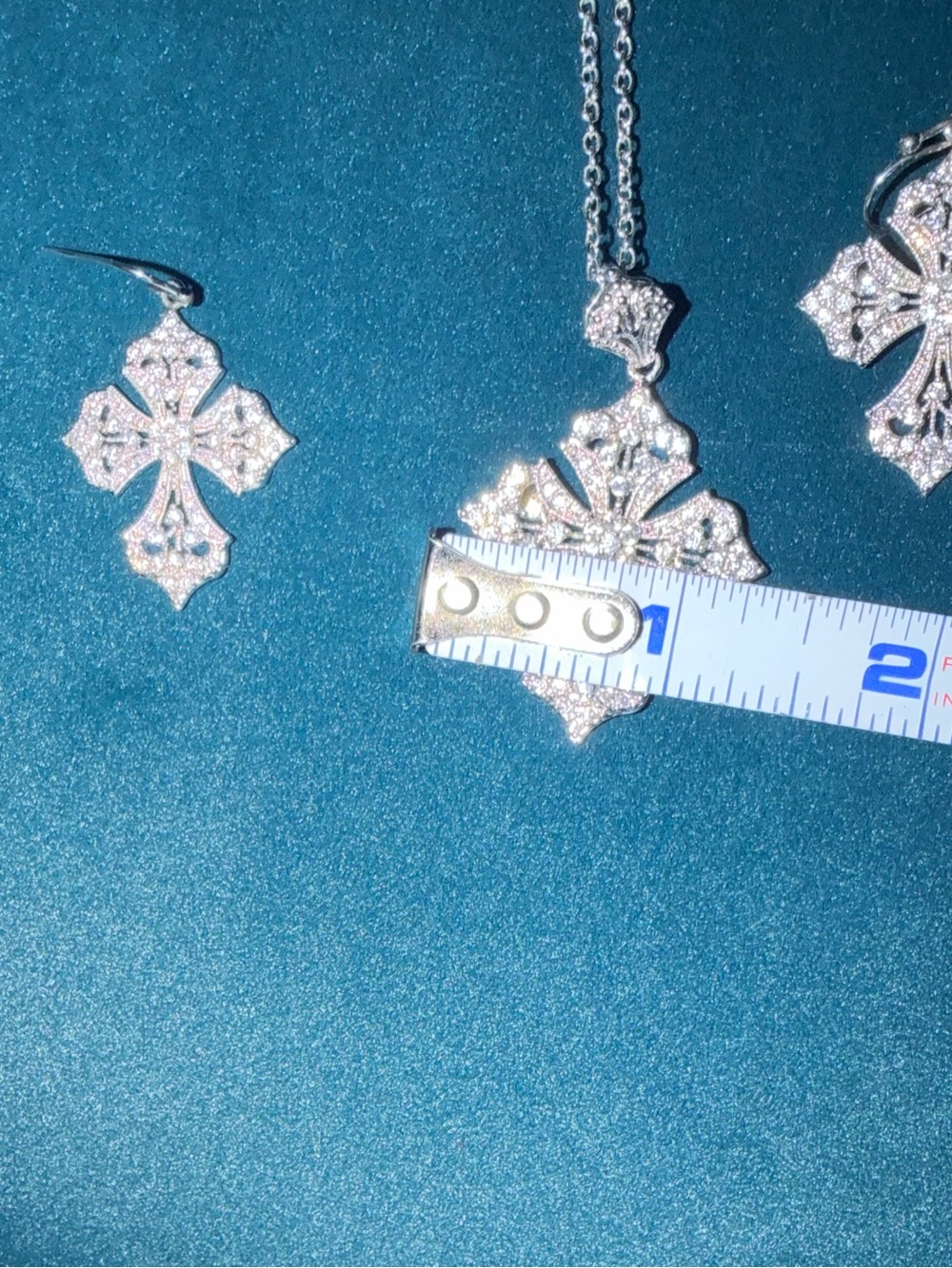 Vintage Montana Silversmiths Silver Cross Necklace and Earrings Set - Picture 3 of 6